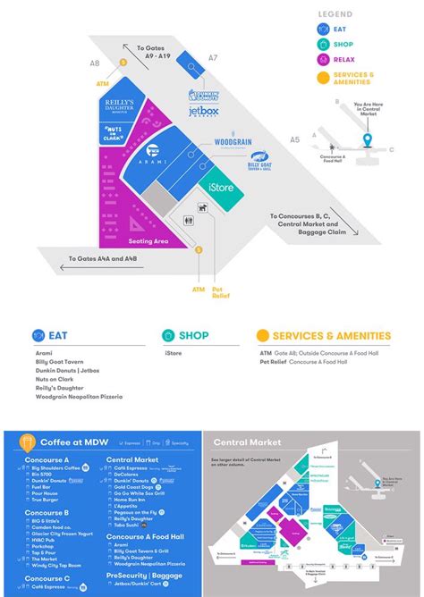 Chicago Midway Airport(MDW) Terminal Maps, Shops, Restaurants, Food ...