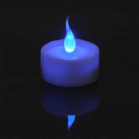 Box of 10 Battery LED Candle Tea Light With Blue Flame