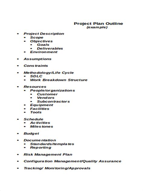 Project Plan Outline Sample