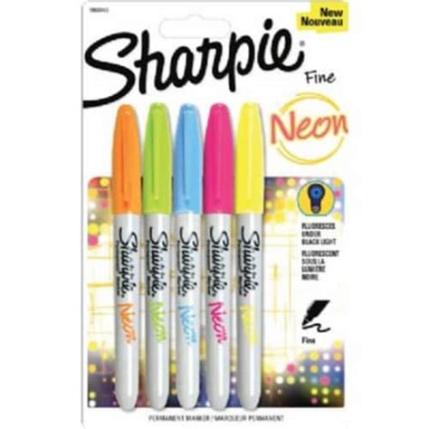 Sharpie Neon Permanent Markers Fine Bullet Tip Assorted Colors, 5 pk ...