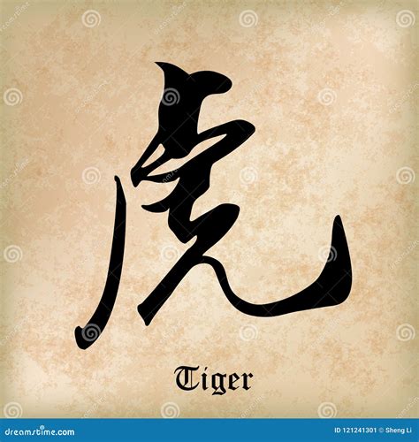 Chinese Calligraphy Tiger, Kanji, the Chinese Word Stock Vector ...