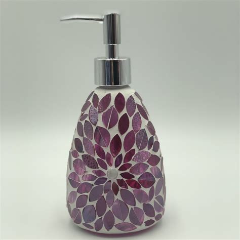 Pink Flower Glass Mosaic Soap Pump Dispenser - Etsy UK