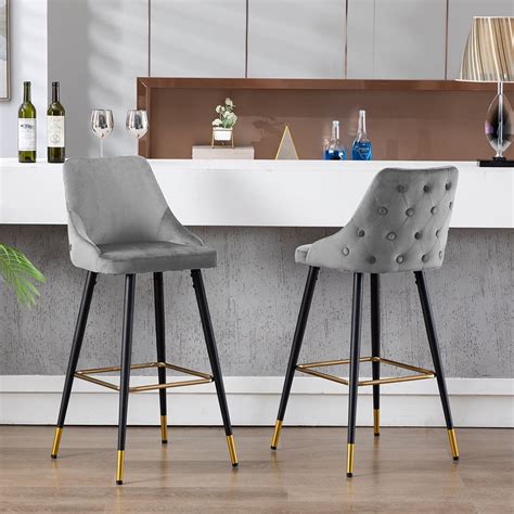 Duhome Barstools Set of 2 Modern Tall Bar Chairs Height 30" Button ...