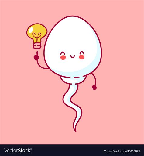 Cute happy funny sperm cell with idea light bulb Vector Image