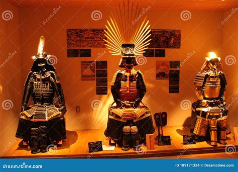 Harnesses of Ancient Samurai Warriors in Dramatic Light in a Museum in ...