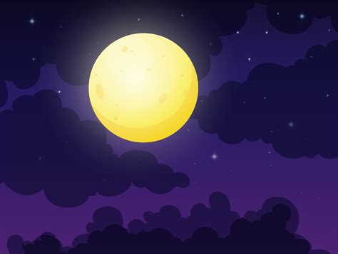 Full Moon on Cloudy Sky 418190 Vector Art at Vecteezy