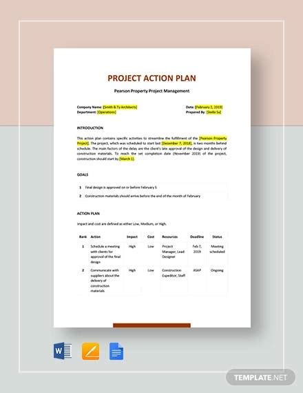 FREE 17+ Sample Project action Plan Templates in PDF | MS Word