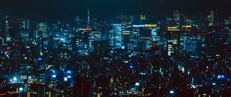 Download wallpaper 2560x1080 night city, aerial view, tokyo, city ...