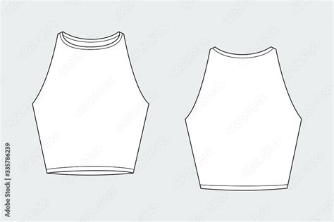 Female crop top vector template isolated on a grey background. Front ...