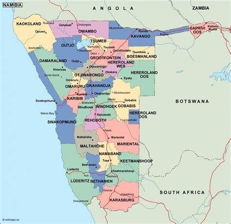 namibia political map. Vector Eps maps. Eps Illustrator Map | Vector ...