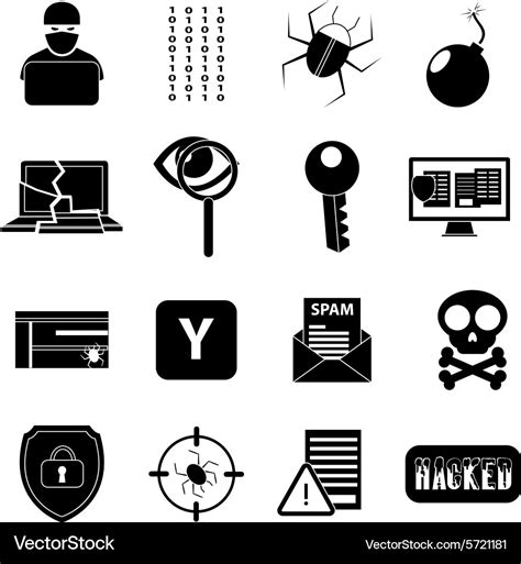 Hacker icons set Royalty Free Vector Image - VectorStock