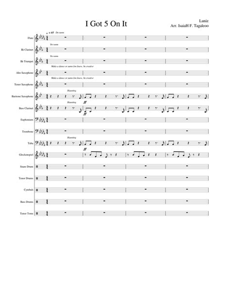 I Got 5 On It LHS Band Arrangment I.T Sheet music for Trombone, Euphonium, Tuba, Flute & more ...