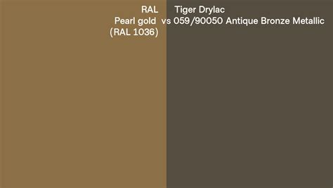 RAL Pearl gold (RAL 1036) vs Tiger Drylac 059/90050 Antique Bronze Metallic side by side comparison