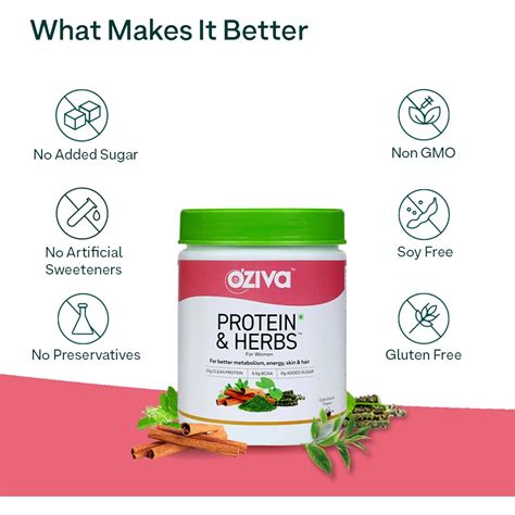 Buy OZIVA PROTEIN & HERBS, WOMEN, (NATURAL PROTEIN POWDER WITH ...