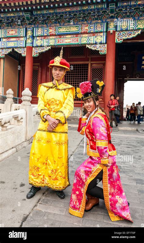 Young couple photographed in Traditional Chinese dress or Manchu from ...