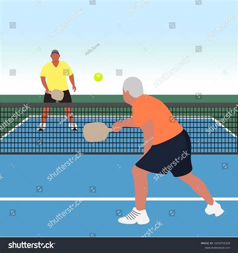 Playing Tennis Pickleball Men Playing Pickleball Stock Vector (Royalty ...