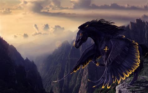 Black Pegasus digital wallpaper, fantasy art, Pegasus HD wallpaper ...