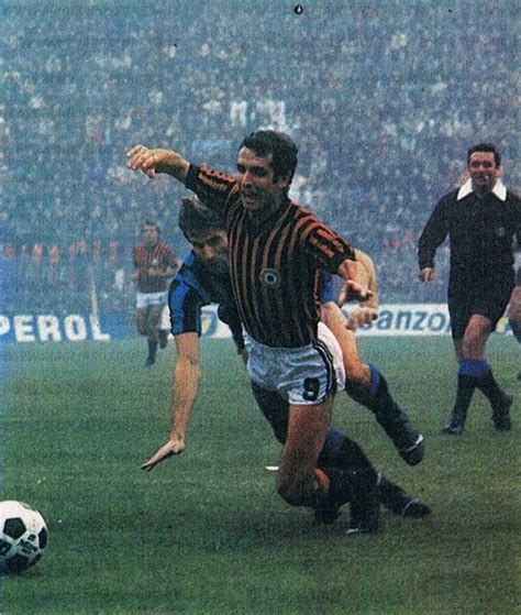 Inter Milan 1 AC Milan 3 in Nov 1977 at the San Siro. Giacinto Facchetti clumsily brings down ...