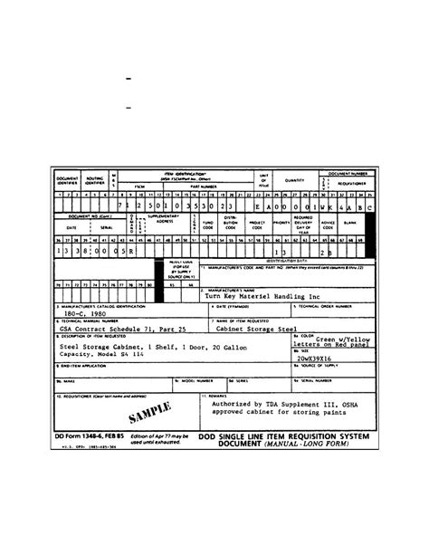 Figure 2-13. Sample DD Form 1348-6 in entirety. - Basic Supply Procedures