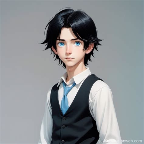 Studio Ghibli's Magical Blue-Eyed Teenage Boy | Stable Diffusion Online