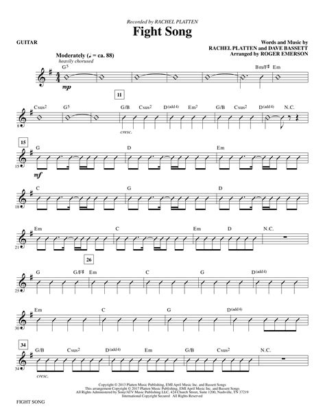 Fight Song (arr. Roger Emerson) - Guitar Sheet Music | Rachel Platten ...