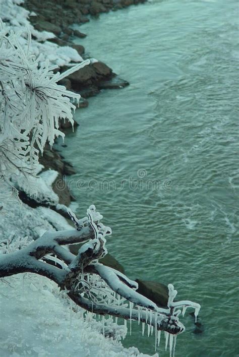 A View of the Falls Over Niagara Falls in the Winter Stock Image ...