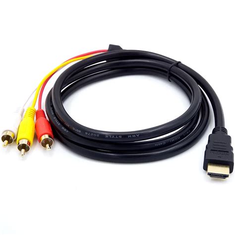 Hot selling new 1.5m HDMI to RCA Cable HDMI Male to 3RCA AV Composite Male M/M Connector Adapter ...