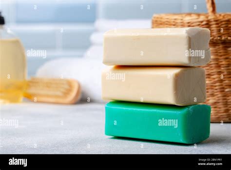 Soap bars with natural ingredients on the table Stock Photo - Alamy