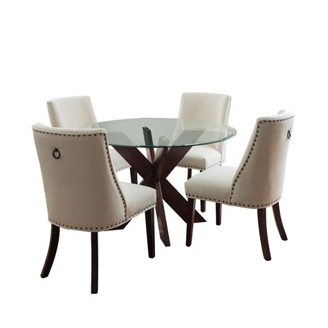 Linon Home Décor Products Balfour 5PC Dining Set, Espresso and Linen ...