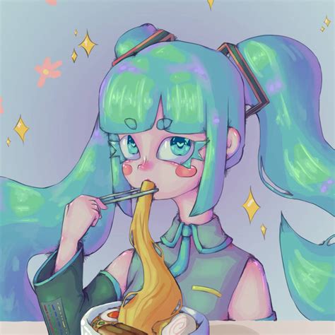 miku eating ramen! by frvctose on DeviantArt