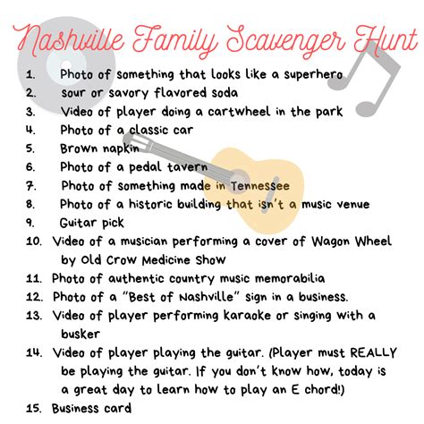 Nashville Family Scavenger Hunt - Motherhood In Nashville