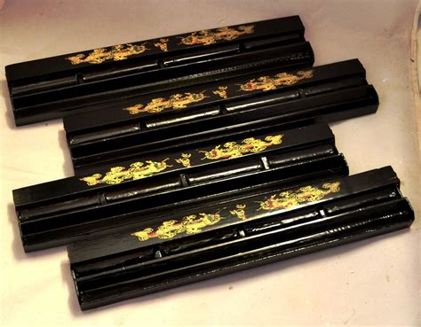 SET OF 4 LACQUERED DRAGON DESIGN MAHJONG RACKS CHINESE Game | eBay