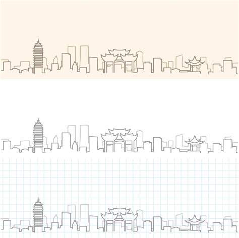 Premium Vector | Kunming hand drawn profile skyline