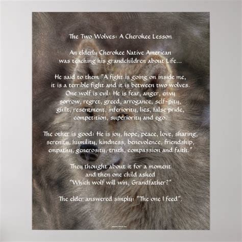 TWO WOLVES CHEROKEE TALE Art Poster | Zazzle