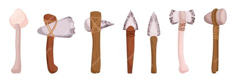 Premium Vector | Set of essential stone age hunting tools for early ...