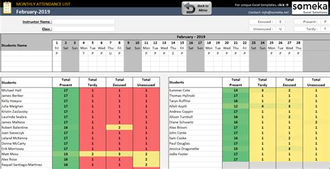 Attendance Calendar Template Excel