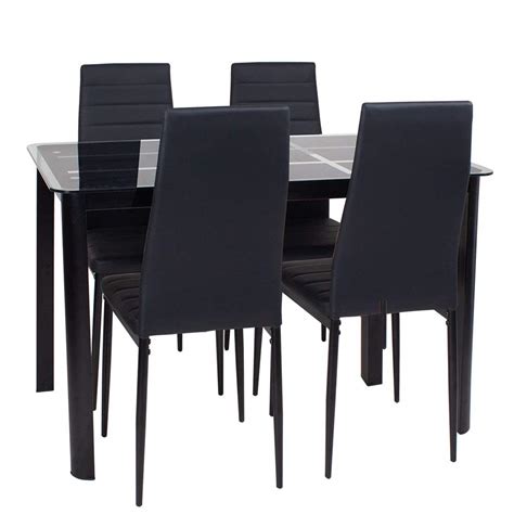 Black Glass Dining Table Set For 4 : Product title5 piece dining room table sets, dining table ...