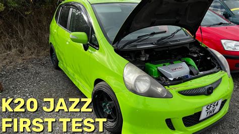 K Swap K20 Honda Jazz Fit - Quick Test Round The Yard - YouTube