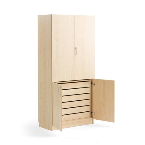 High wooden storage cabinet THEO, 6 drawers, birch | AJ Products