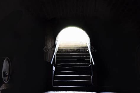 Dark basement stairs stock image. Image of mystery, somber - 126437749