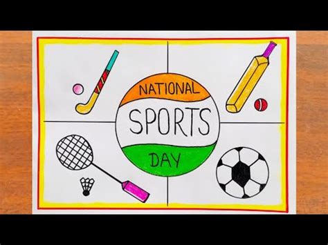 National Sports Day Drawing Easy Steps / National Sports Day Poster Drawing Easy Steps / Sports ...