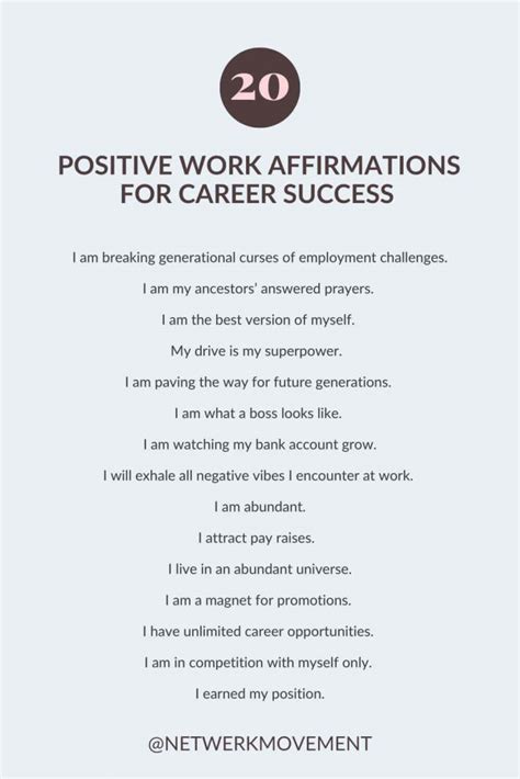 75 Positive Work Affirmations for Career Success