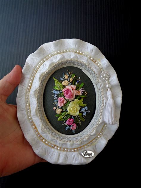 Silk Ribbon Embroidery in Vintage Frame Floral Embroidery - Etsy