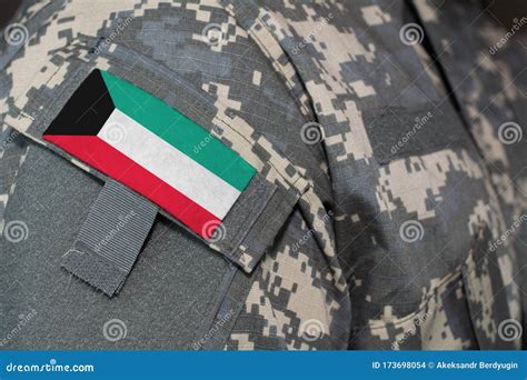 Kuwait Army Uniform Patch Flag on Soldiers Arm. Military Conceptn Stock ...