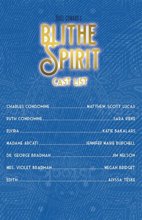 Blithe Spirit Cast List | La Crosse Community Theatre