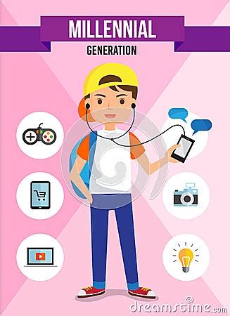 Millennial Generation - Cartoon Character Vector Illustration ...