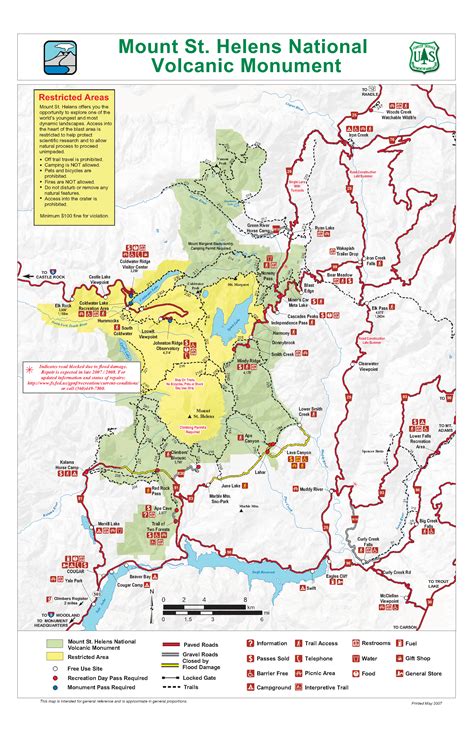 Mt Saint Helens National Volcanic Monument recreation map • mappery