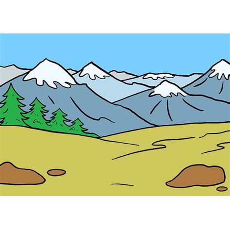 Easy How To Draw Snowy Mountains - Mundodop