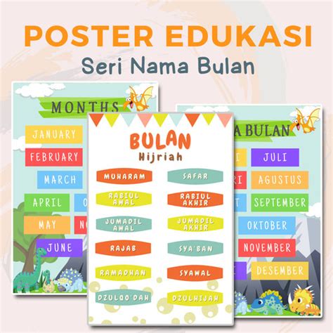 Jual Poster Anak Edukasi Belajar Nama Bulan - HIJRIAH - Kab. Sukoharjo - Poster Edukasi Anak ...