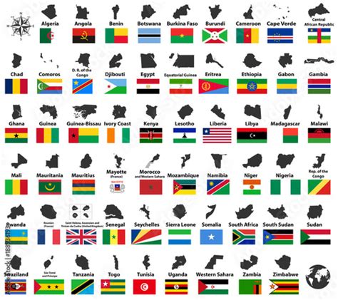 "all vector high detailed maps and flags of African countries arranged in alphabetical order ...